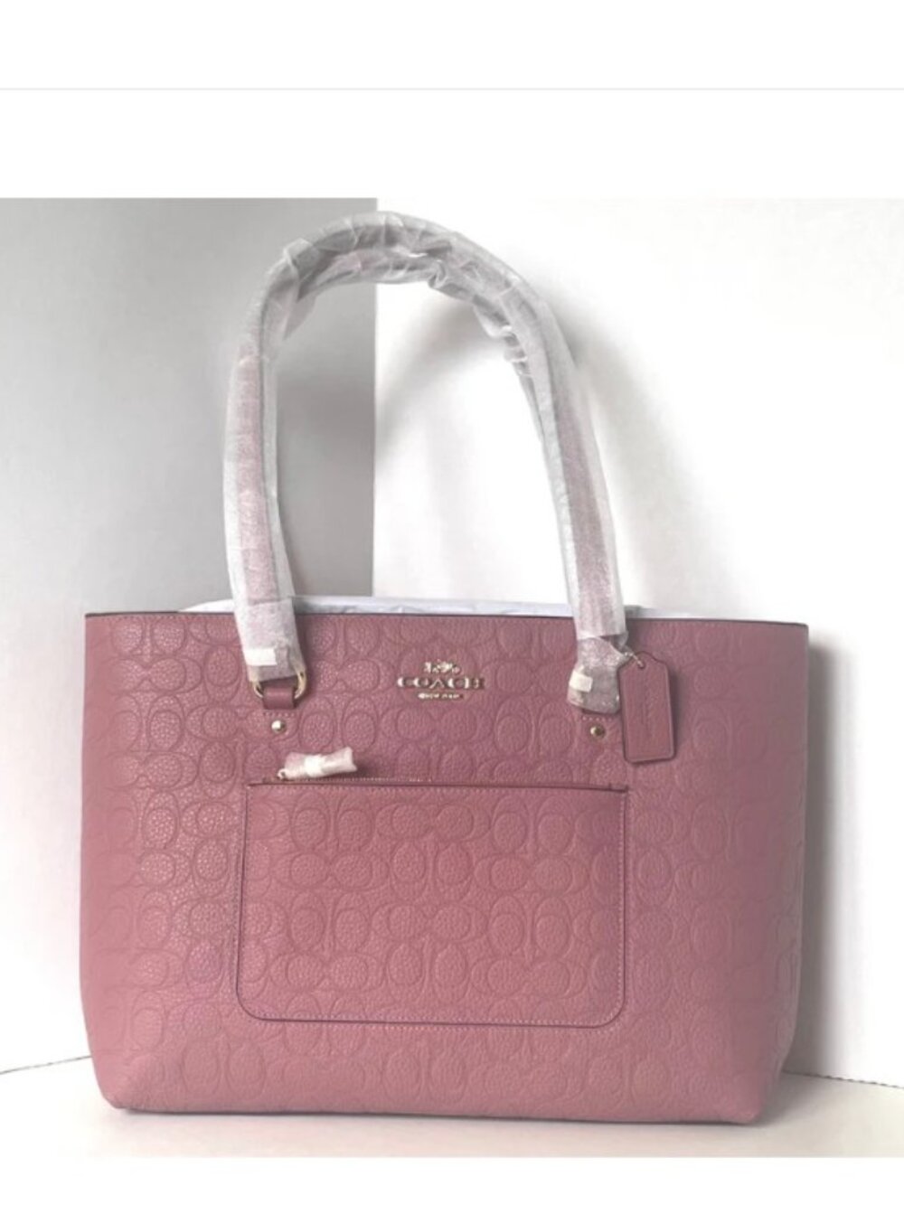 Coach Station Tote CDL99 Peony Pink Pebbled Leather Work Tote